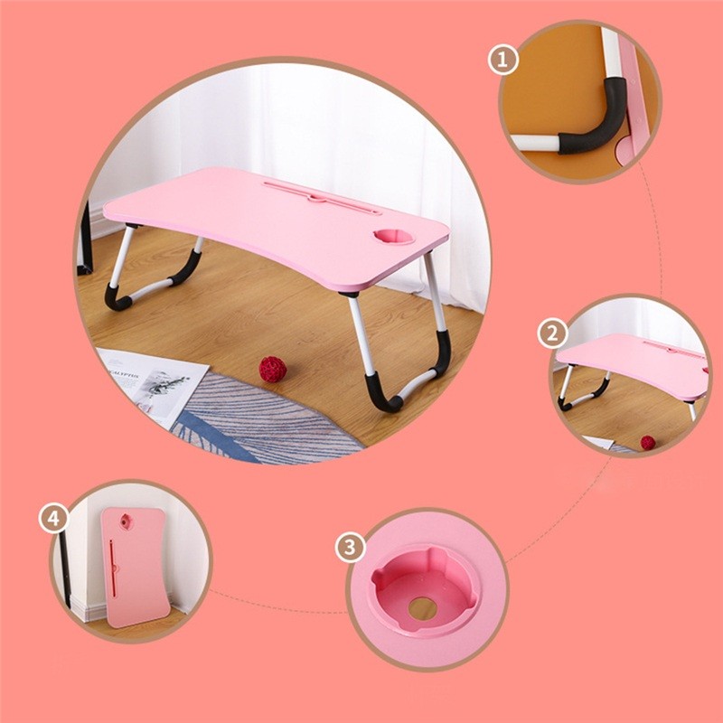 Foldable Laptop Table-Pink For Reading, Writing, Eating, On Bed