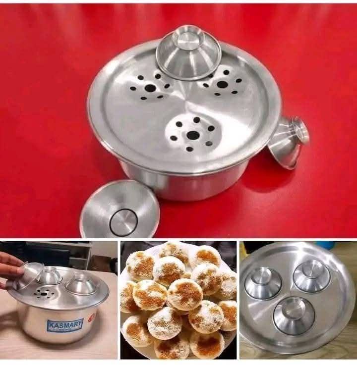 ভাপা পিঠা মেকার, অ্যালুমিনিয়ামের স্টিমড কেক (ভাপা পিঠা / তালের পিঠা) / পুডিং / কেক / ঢাকনা সহ ভাতের সসপ্যান এবং ৩ টুকরো বাটি